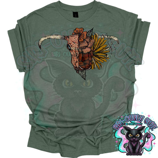 Boho floral cow skull Clothing