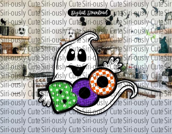 Boo Ghost - Dots And Checkers Sublimation Transfer