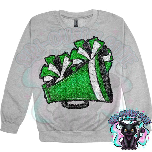 Cheer Poms And Megaphones Green Sequin Mascot