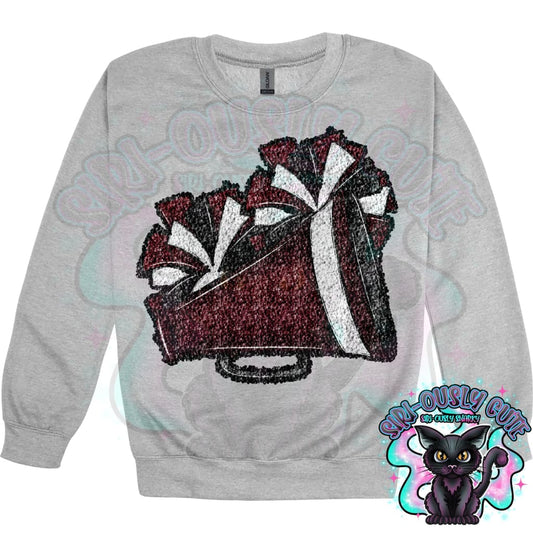 Cheer Poms And Megaphones Maroon Sequin Mascot