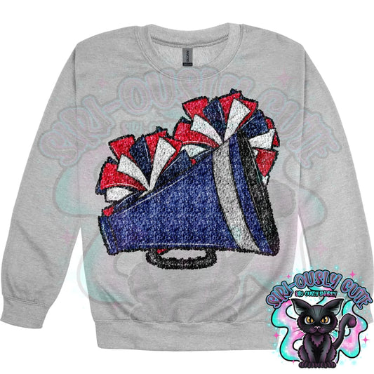 Cheer Poms And Megaphones Navy And Red Sequins Mascot