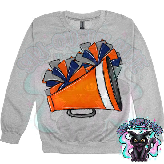 Cheer Poms And Megaphones Orange Navy Gray Mascot