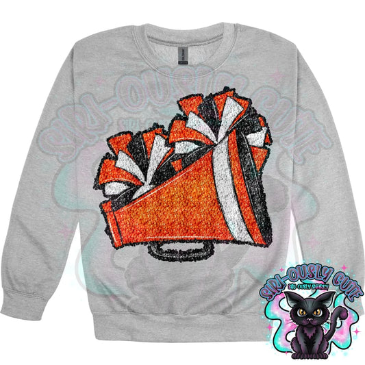 Cheer Poms And Megaphones Orange Sequin Mascot