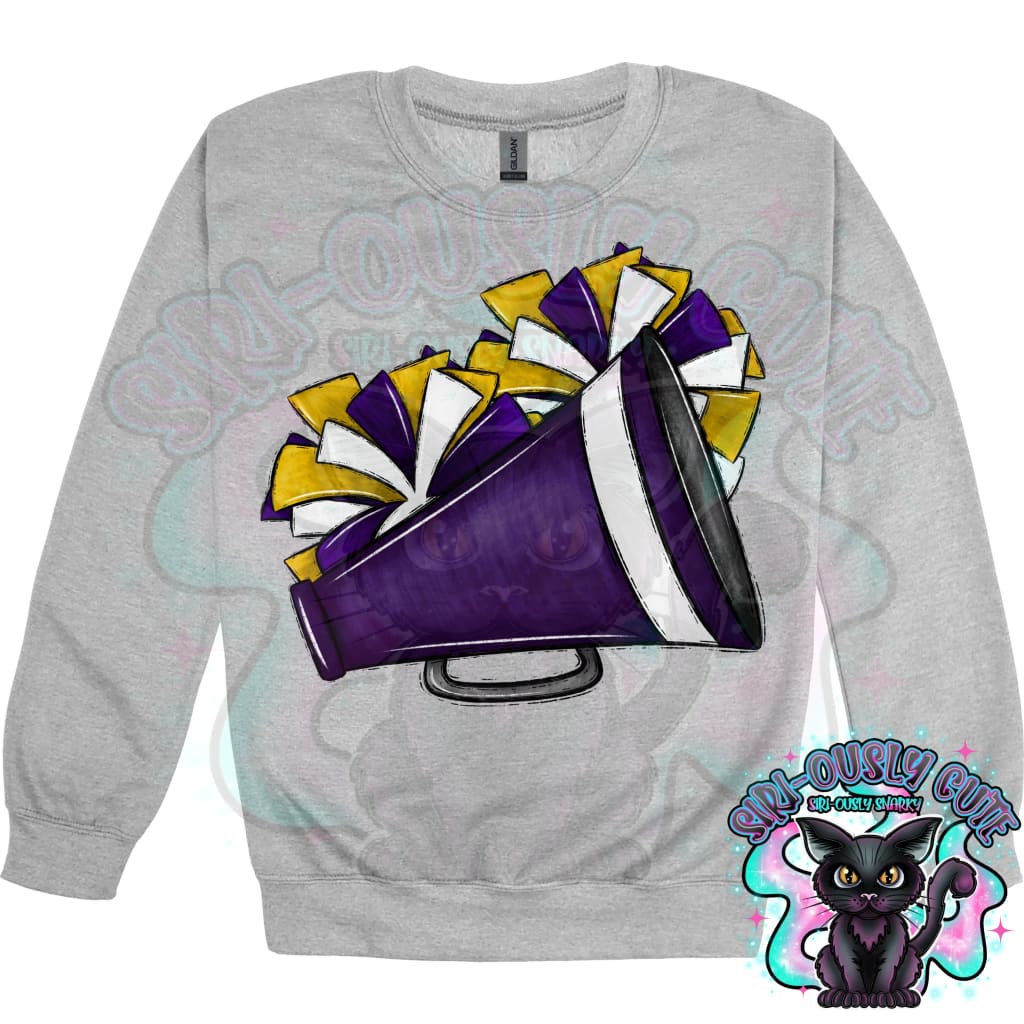 Cheer Poms And Megaphones Purple And Gold Mascot
