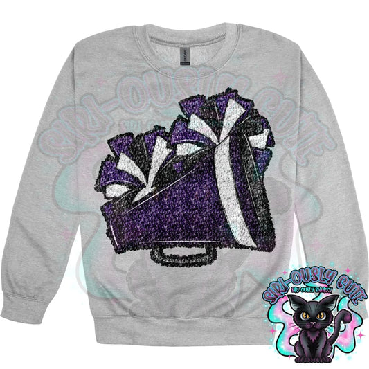 Cheer Poms And Megaphones Purple Sequin Mascot
