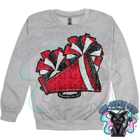 Cheer Poms And Megaphones Red Sequin Mascot