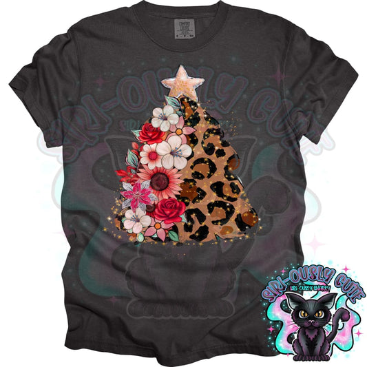 Cheetah Xmas Trees Floral Clothing