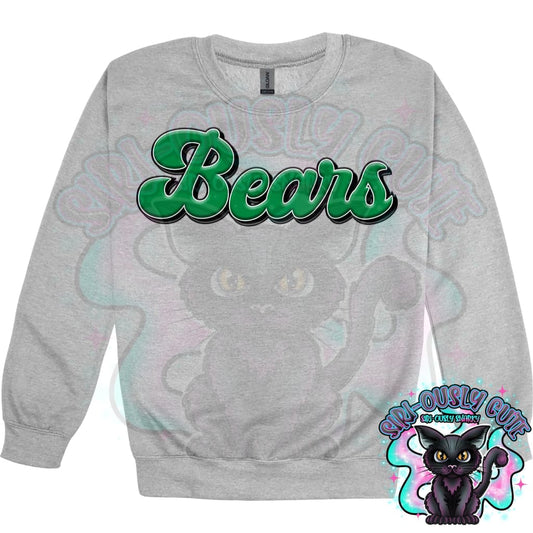 Faux 3D Puff Bears Kelly Green Mascot