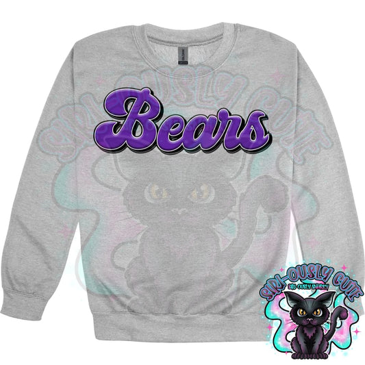 Faux 3D Puff Bears Purple Mascot