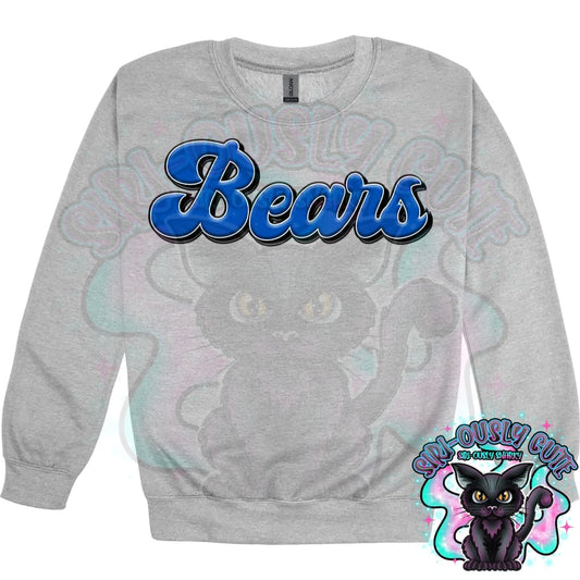 Faux 3D Puff Bears Royal Blue Mascot