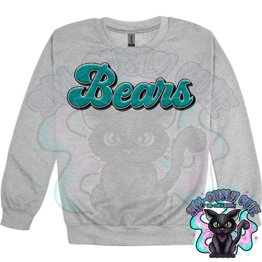 Faux 3D Puff Bears Teal Mascot