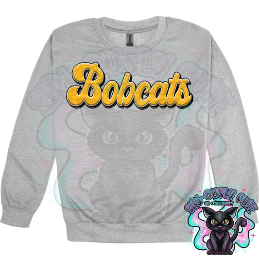 Faux 3D Puff Bobcats Athletic Gold Mascot