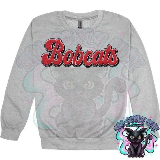 Faux 3D Puff Bobcats Red Mascot