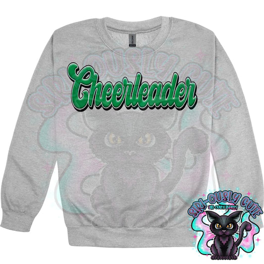 Faux 3D Puff Cheerleader Kelly Green Mascot