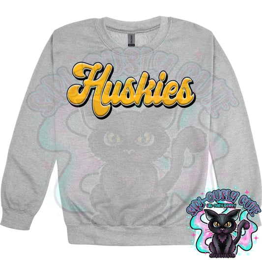 Faux 3D Puff Huskies Athletic Gold Mascot