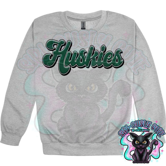 Faux 3D Puff Huskies Dark Green Mascot