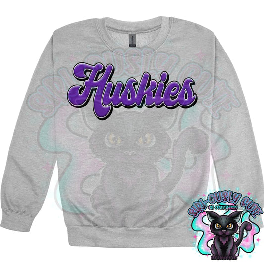 Faux 3D Puff Huskies Purple Mascot