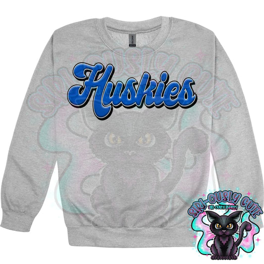 Faux 3D Puff Huskies Royal Blue Mascot