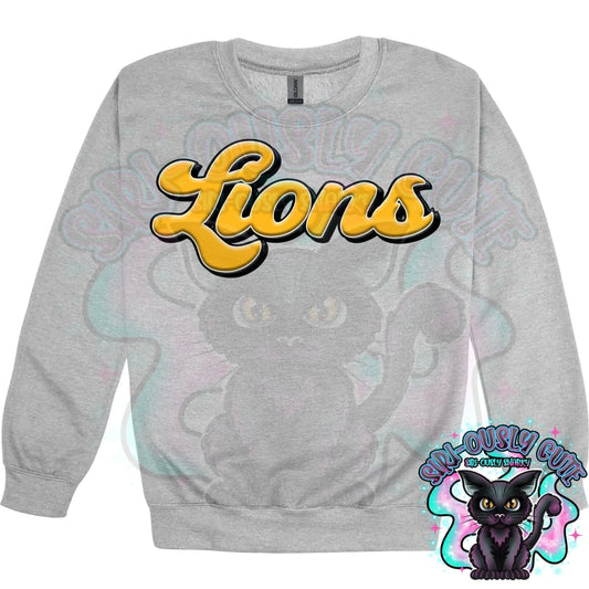 Faux 3D Puff Lions Athletic Gold Mascot