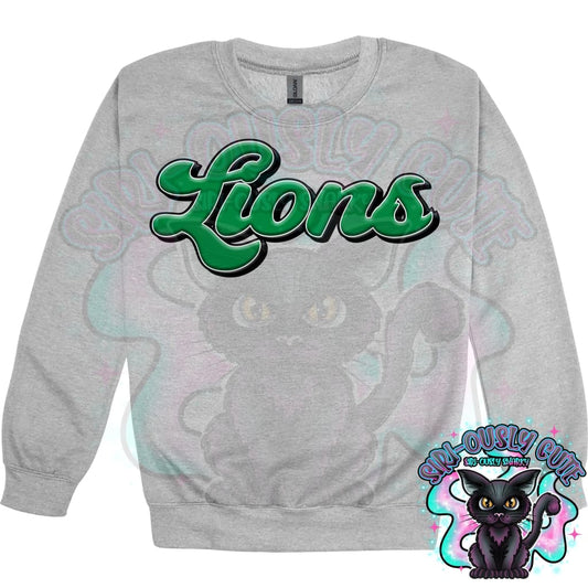 Faux 3D Puff Lions Kelly Green Mascot