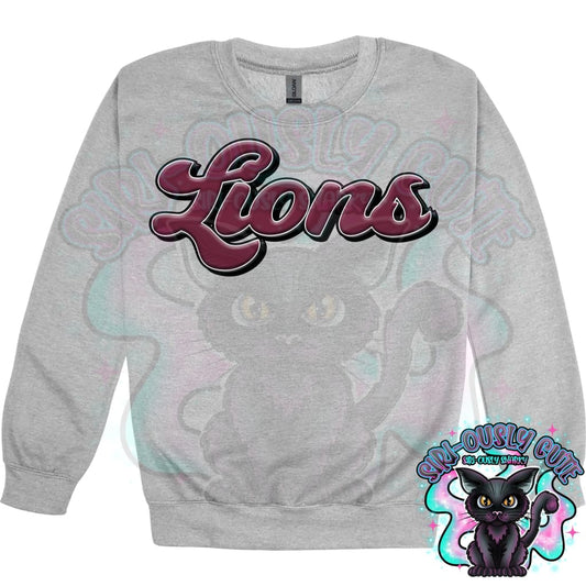 Faux 3D Puff Lions Maroon Mascot
