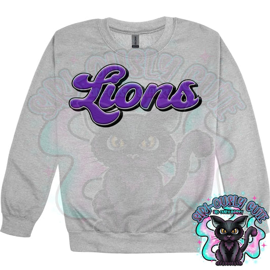 Faux 3D Puff Lions Purple Mascot