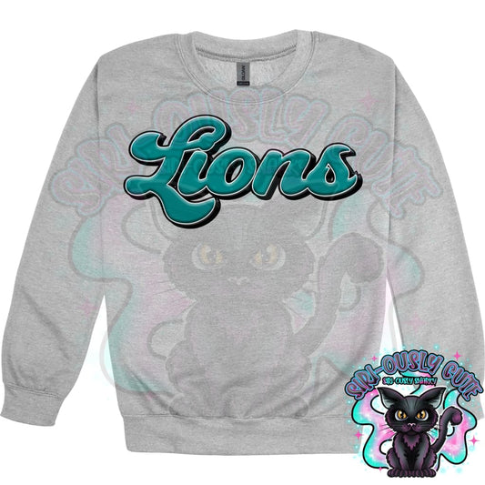 Faux 3D Puff Lions Teal Mascot