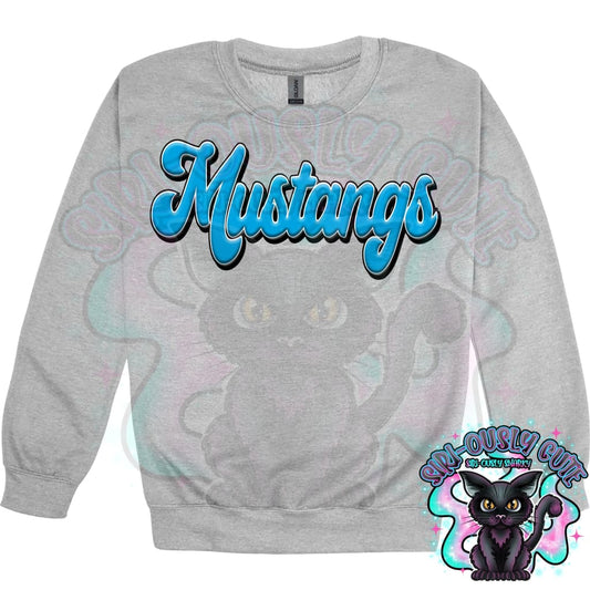 Faux 3D Puff Mustangs Columbia Blue Mascot