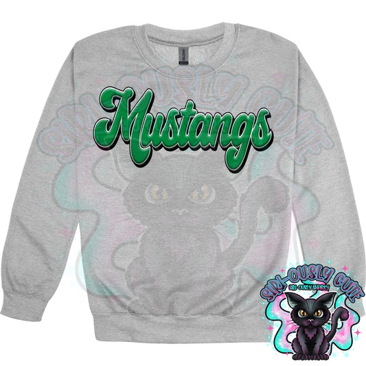 Faux 3D Puff Mustangs Kelly Green Mascot