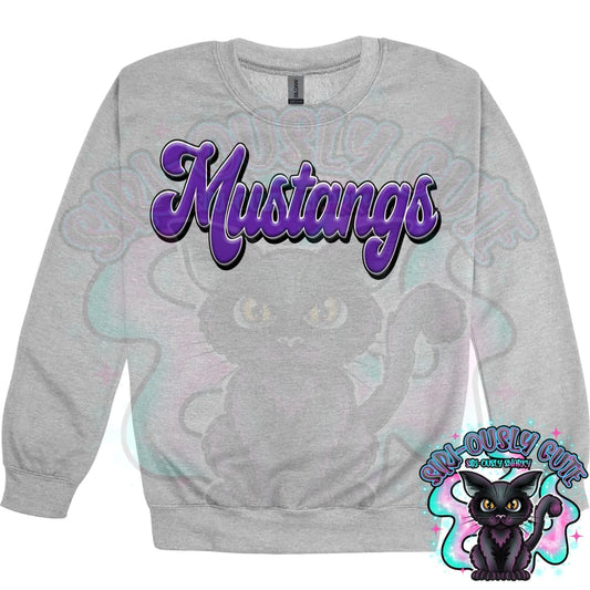 Faux 3D Puff Mustangs Purple Mascot
