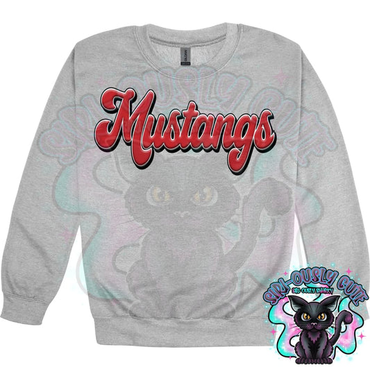 Faux 3D Puff Mustangs Red Mascot