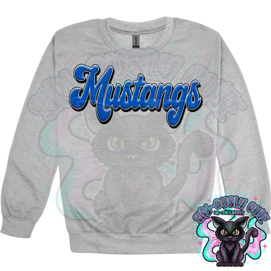 Faux 3D Puff Mustangs Royal Blue Mascot