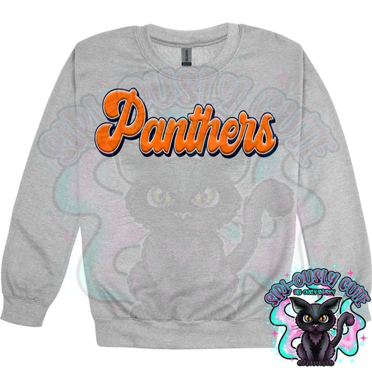 Faux 3D Puff Panthers Navy Orange Mascot