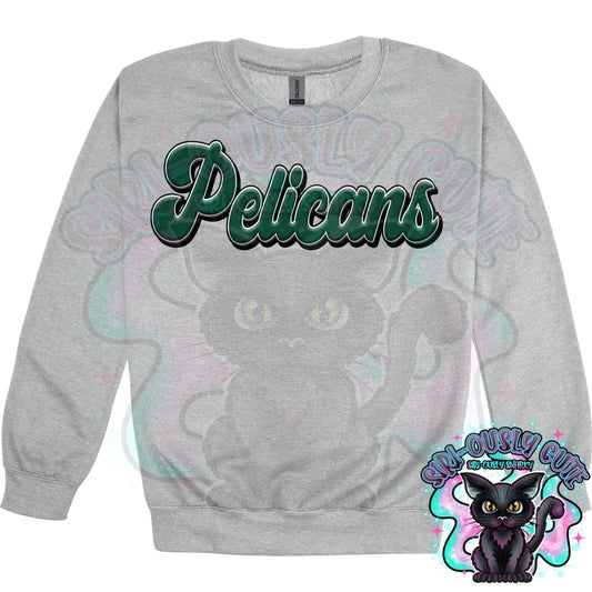 Faux 3D Puff Pelicans Dark Green Mascot