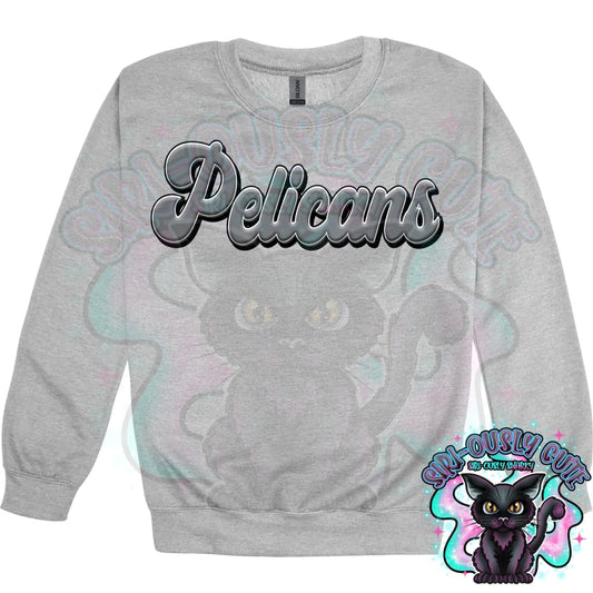 Faux 3D Puff Pelicans Gray Mascot