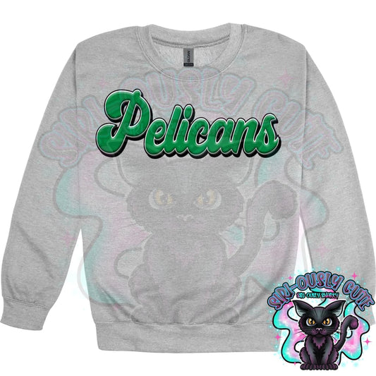 Faux 3D Puff Pelicans Kelly Green Mascot