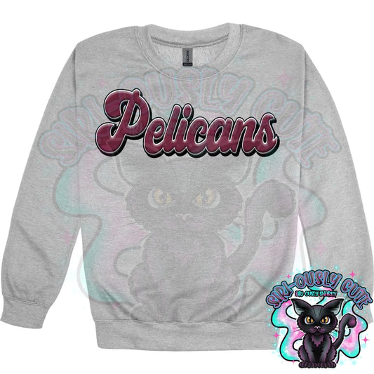 Faux 3D Puff Pelicans Maroon Mascot
