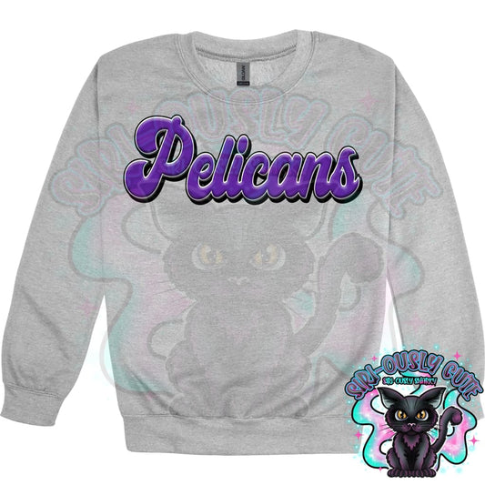 Faux 3D Puff Pelicans Purple Mascot