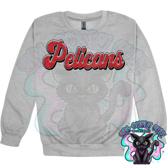 Faux 3D Puff Pelicans Red Mascot