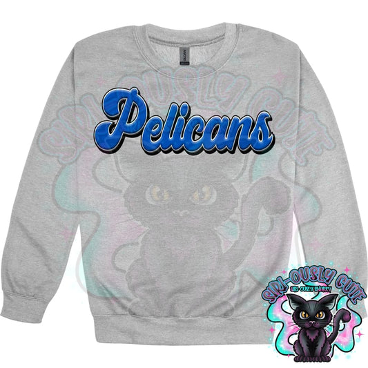 Faux 3D Puff Pelicans Royal Blue Mascot