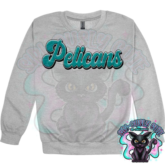 Faux 3D Puff Pelicans Teal Mascot