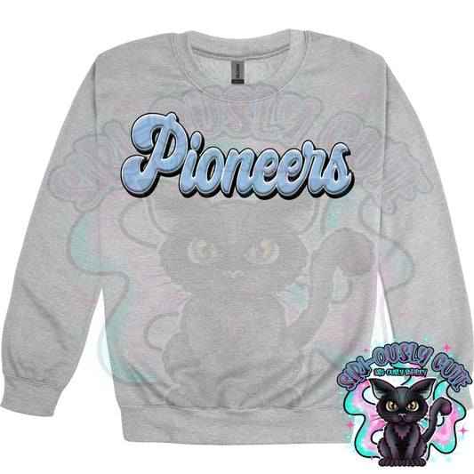 Faux 3D Puff Pioneers Light Blue Mascot