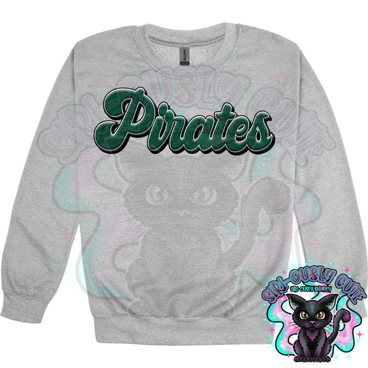 Faux 3D Puff Pirates Dark Green Mascot