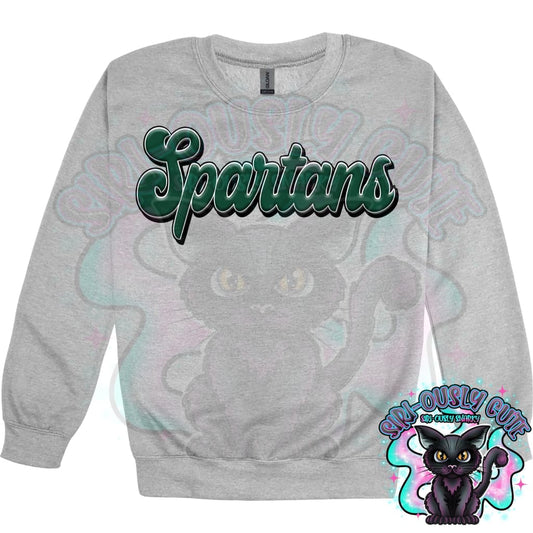 Faux 3D Puff Spartans Dark Green Mascot