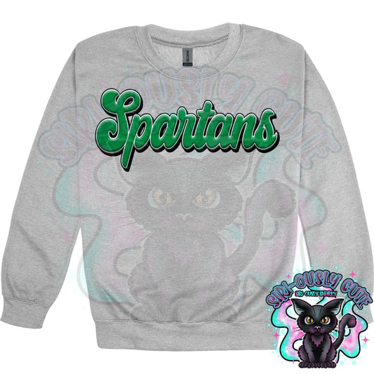 Faux 3D Puff Spartans Kelly Green Mascot