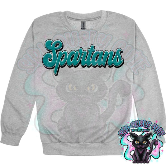 Faux 3D Puff Spartans Teal Mascot