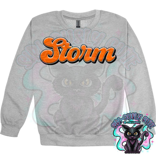 Faux 3D Puff Storm Orange Mascot
