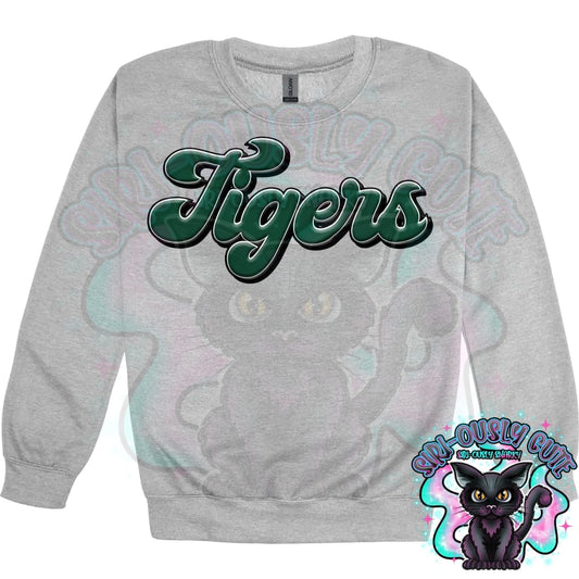 Faux 3D Puff Tigers Dark Green Mascot