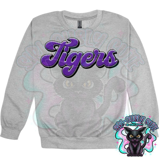 Faux 3D Puff Tigers Purple Mascot