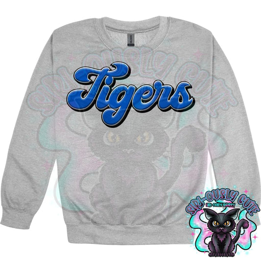 Faux 3D Puff Tigers Royal Blue Mascot